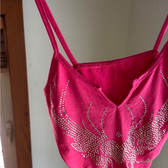 Pink Y2K Rhinestone Embellished Crop Top - Picture 4 of 10